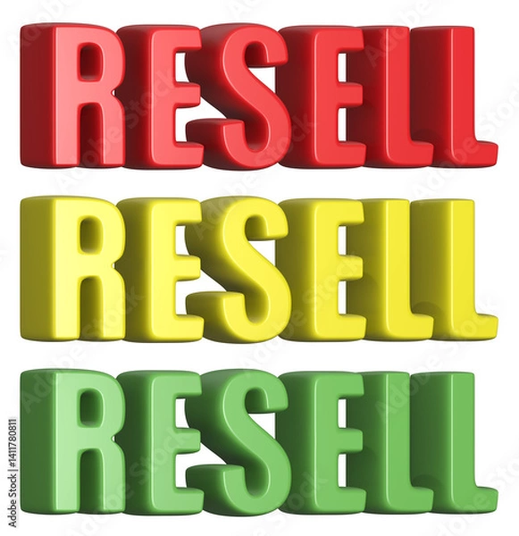 Obraz set of 3d render resell PNG images, colorful, red, yellow, green