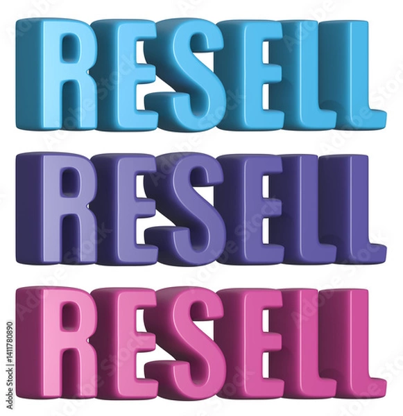 Obraz set of 3d render resell PNG images, colorful, blue, purple, pink
