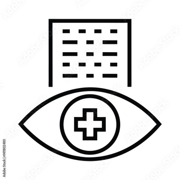 Obraz Eye Chart Plus Sign, Optometry Exam, Vision Test Icon, Healthcare on Transparent