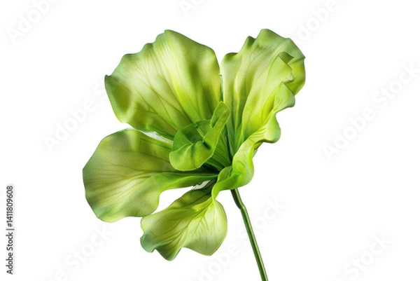 Obraz A vibrant green flower with soft petals stands gracefully against a light background, capturing the serenity of nature’s beauty isolated on transparent background