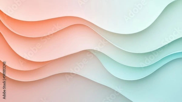 Fototapeta Create an abstract Japanese design with a pastel gradient of pale rose, light blue, and mint green, representing the changing seasons.