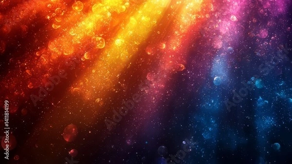 Fototapeta Vibrant abstract light rays in a spectrum of colors, creating a dynamic and energetic atmosphere, perfect for backgrounds or creative projects.
