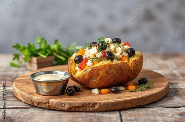 Obraz Delicious Kumpir on Rustic Table