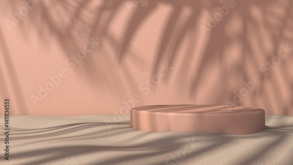 Fototapeta Background rendering with 3d podium and wall scene abstract background. 3D illustration, 3D rendering	