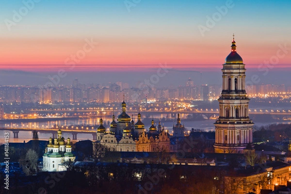 Obraz Aerial view at sunrise of the Kiev-Pechersk Lavra - one of the main symbol of Kiev, Ukraine
