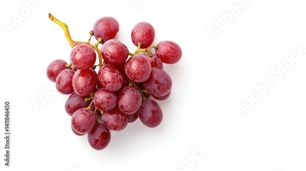 Fototapeta Fresh Red Grapes Isolated on White Background for Healthy Lifestyle and Nutrition Concepts