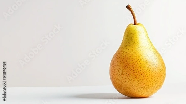 Fototapeta Yellow Pear on a White Background with Soft Natural Light and Minimalistic Style