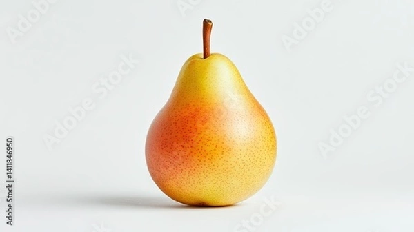Fototapeta Fresh Yellow Pear Isolated on Light Background with Natural Textures and Highlights