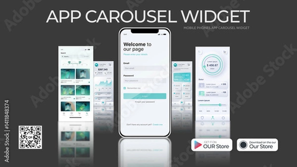 Obraz Mobile Phones App Carousel Widget