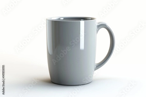 Fototapeta A sleek gray ceramic mug resting on a white surface, illuminated softly by natural light, ideal for enjoying a warm beverage isolated on transparent background