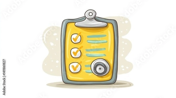 Fototapeta Colorful Checklist on Clipboard with Checkmarks for Task Management and Organization