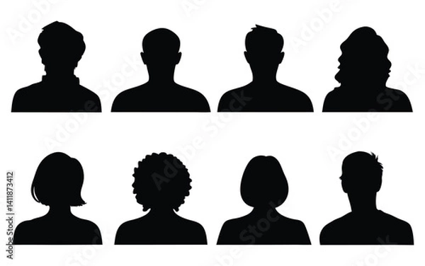 Fototapeta People head vector silhouette set 