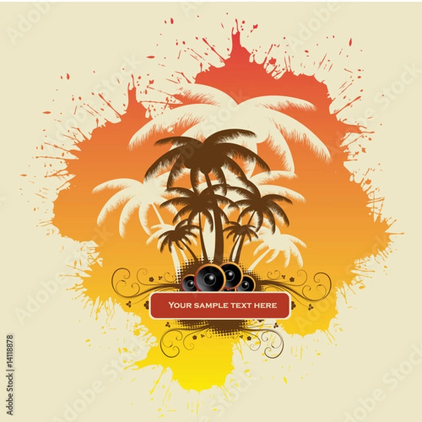 Fototapeta summer frame with palms