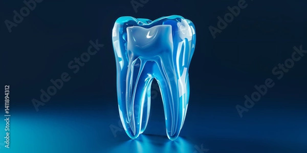 Fototapeta 3D teeth on dark background