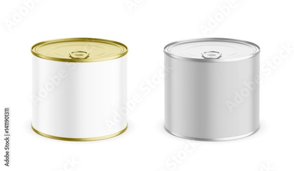Fototapeta Round Tin Can Mockup 3D Rendering Isolated Background