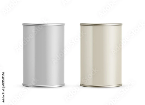 Fototapeta Metallic Tin Can Mockup 3D Rendering Isolated Background