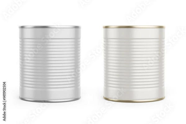 Fototapeta Metallic Tin Can Mockup 3D Rendering Isolated Background