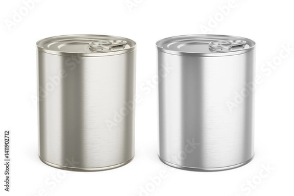 Fototapeta Metallic Tin Can Mockup 3D Rendering Isolated Background