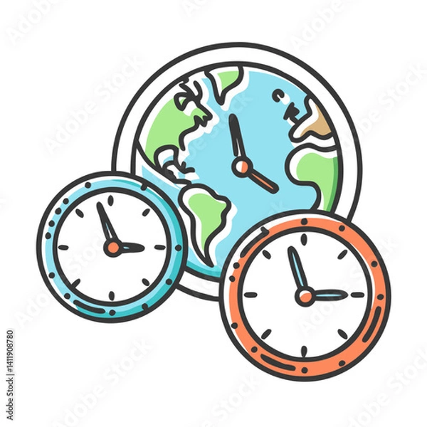 Fototapeta clock with time zones icon, clock with time zones vector illustration-simple illustration of clock with time zones, perfect for clock with time zones logos and icons