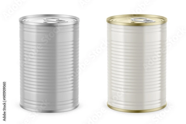 Fototapeta Metallic Tin Can Mockup 3D Rendering Isolated Background