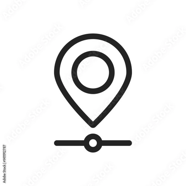 Fototapeta thin line pin point on travel path or route