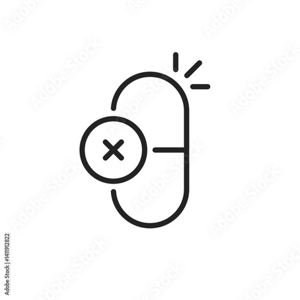 Fototapeta black thin line pill with cross like placebo icon