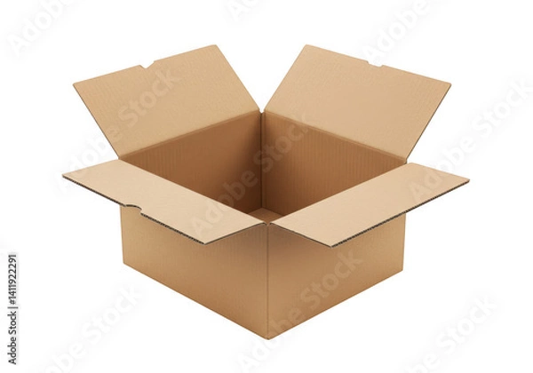 Obraz Open brown cardboard box on a transparent background