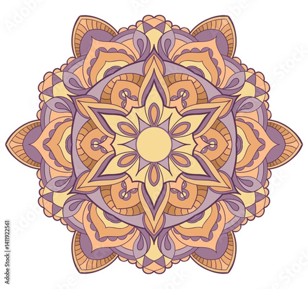 Fototapeta Circular pattern in form of flower mandala. Vintage decorative elements. Oriental pattern, vector illustration. Celtic style