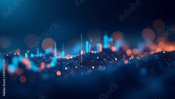 Obraz Abstract Data Visualization With Glowing Lines