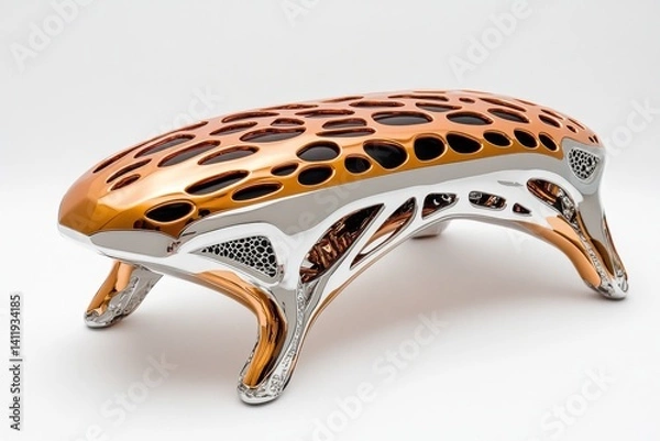 Fototapeta A mechanical twig with sleek metallic plating, designed as part of a biomechanical forest
