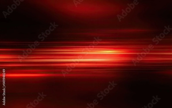 Fototapeta Abstract streaks in glowing warm red and orange light trails over dark background