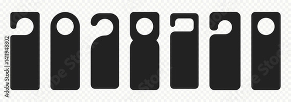 Obraz Do not disturb door hanger signs of hotel room. Please do not disturb hotel design black color. Vector illustration