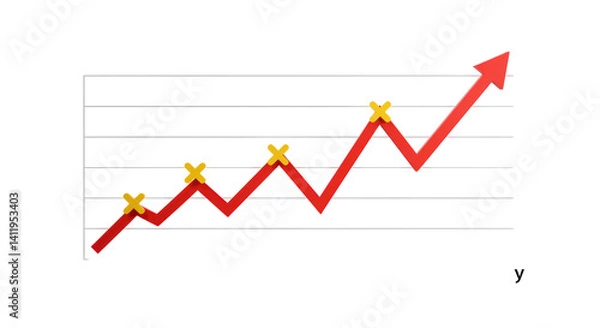 Fototapeta Isolated Growing Trend Line Chart
