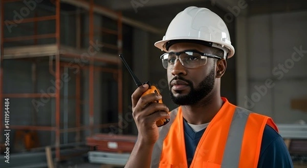 Obraz Construction Worker Radio Communication.