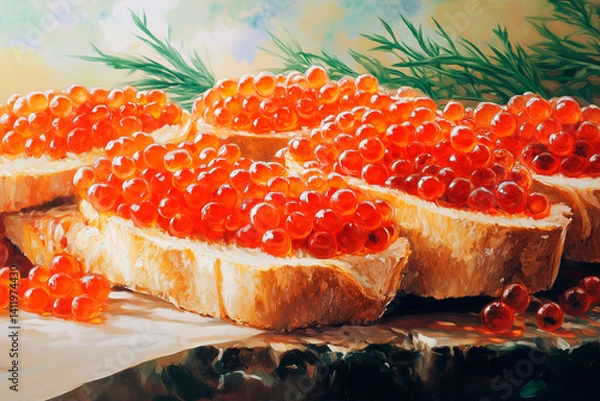 Obraz photo of sandwiches with delicious red caviar