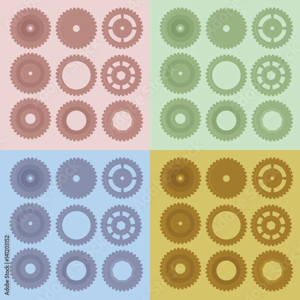 Obraz Background colorful  different flat gears.
