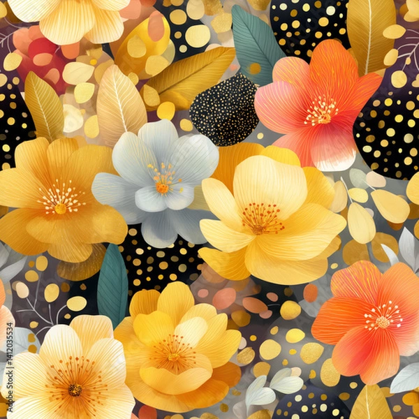 Fototapeta seamless background with flowers