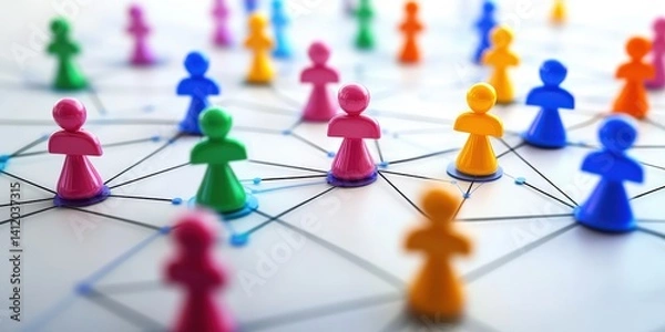 Fototapeta Wealth management services displayed as colorful abstract networks