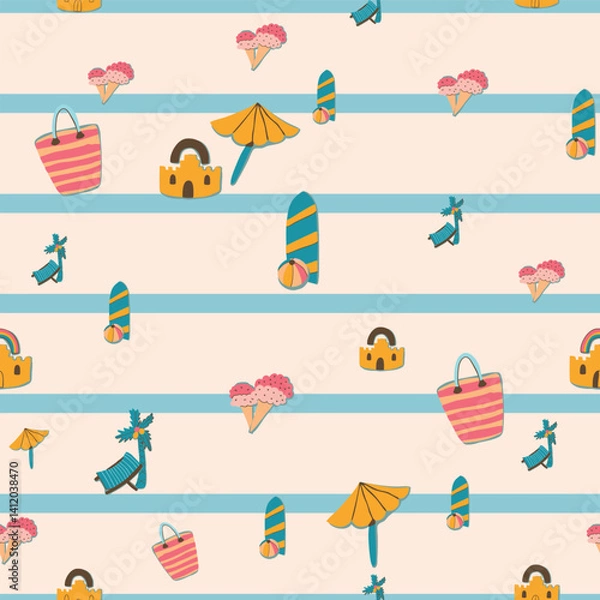 Obraz Summer Holidays Beach Vacation Sport Vector Seamless Pattern