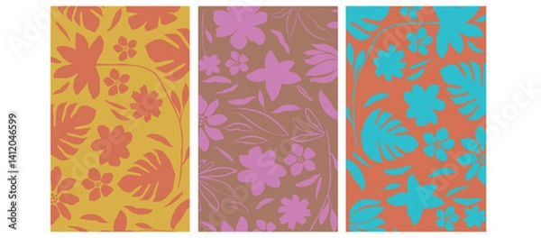 Fototapeta Seamless Botanical Floral Pattern in Earthy Neutral Tones