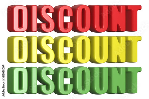 Obraz set of 3d render discount PNG images, colorful, red, yellow, green