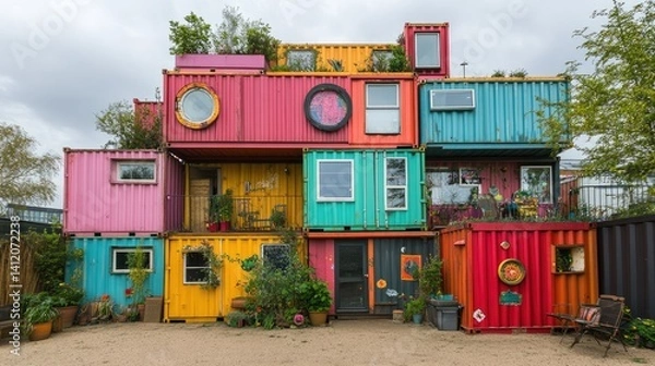Obraz Colorful shipping container housing complex.