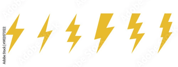 Obraz Vector electric lightning bolt logo set isolated on white background for electric power symbol,