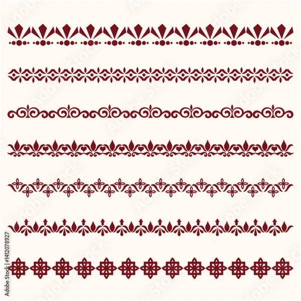 Obraz pattern, border, vector, frame, design, ornament, illustration, decoration, set, art, seamless, gold, element, floral, line, vintage, wallpaper, style, black, yellow, texture, card, flower, banner, sy