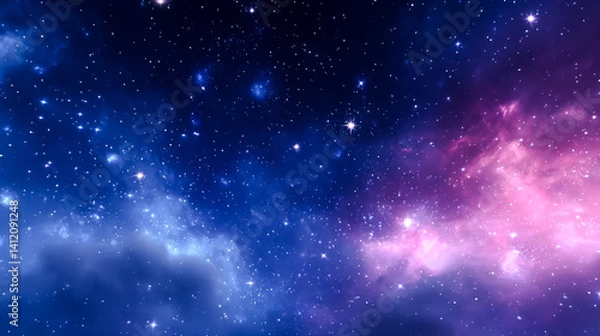 Obraz 銀河と星が輝く幻想的な宇宙空間の風景