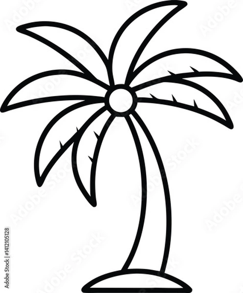 Fototapeta Coconut tree outline icon on transparent background