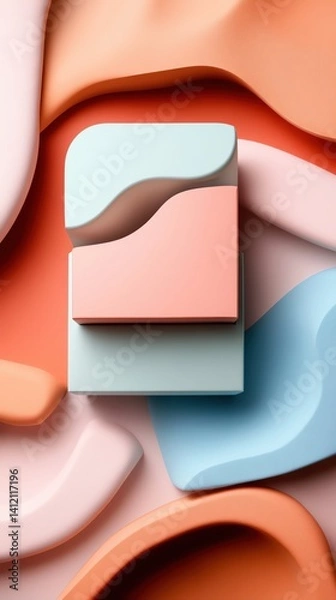 Fototapeta Abstract shapes in soft pastel colors.