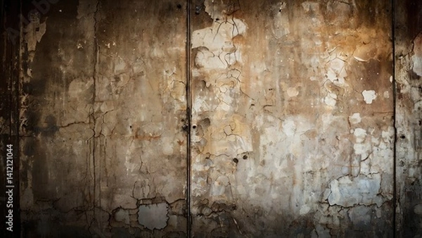 Fototapeta A grungy brown backdrop of aged old wood texture on a rough antique surface