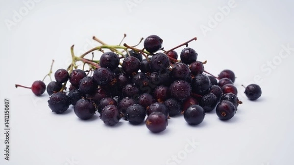 Fototapeta A close-up view of red grapes on a white background. Grapes are known for their high nutritional value and antioxidant properties.