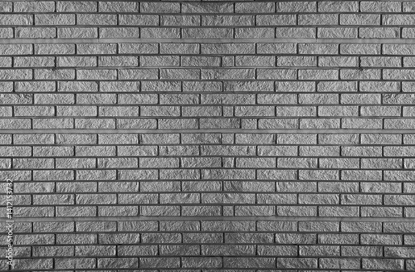 Fototapeta monochrome grey brick wall with repeating pattern. White brick wall texture background for stone tile block painted in grey light color wallpaper modern interior and exterior and backdrop design